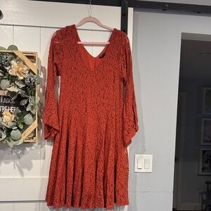 Elegant rust color Lace Dress